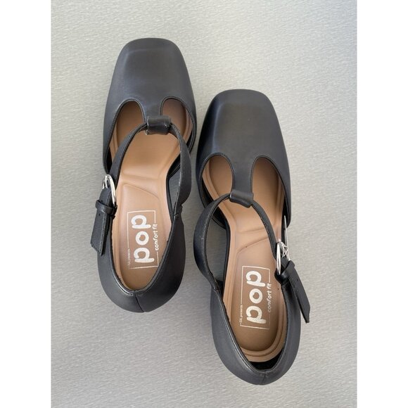 Pop Women Black Block Heel Platform Y2K Mary Jane Dress Shoes Size 9M - Picture 4 of 10